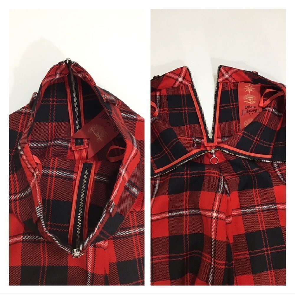 Dilara Findikoglu Mason Red Trousers Tartan Plaid Wool Trousers Size Medium — image 4 of 8